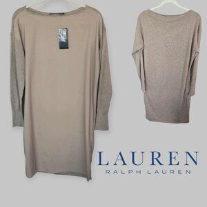 Lauren Ralph Lauren Twill  Front  Longsleeve Sweater Dress Womens Medium NEW
